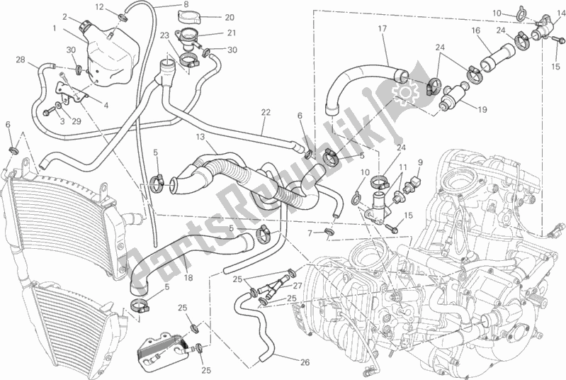 Tutte le parti per il Circuito Di Raffreddamento del Ducati Streetfighter 848 USA 2015